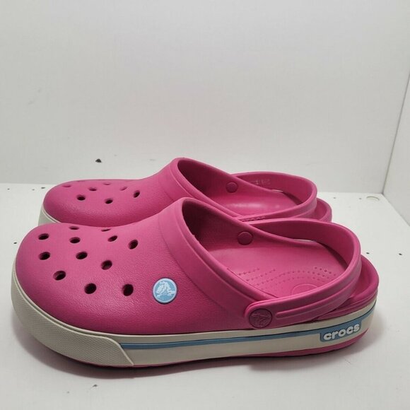 𝅺CROCS Unisex Round Toe Slip On Comfort Slingback Pink Clog Shoes Size M8 W10 - Picture 1 of 8